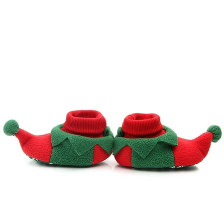 

SOAOUN Xmas Toddler Shoes 1 Pair Decorative Adorable Christmas Elements Santa Claus Xmas Tree Baby Shoes Photo Prop