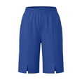 thumbnail image 4 of Hilenly Bermuda Shorts for Women Knee Length Split Cotton Shorts Casual Loose Summer Long Shorts with Pockets, 4 of 10