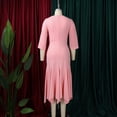 thumbnail image 5 of AURA Plus Size Asymmetrical Neck Bodycon Midi Dress High Waist Fishtail Hem 3 4 Sleeve Elegant Office Dress, 5 of 10