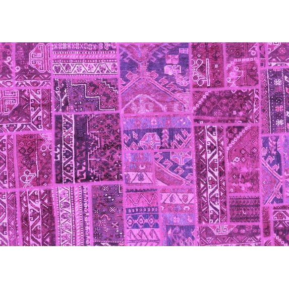 Ahgly Company Indoor Rectangle Patchwork Purple Transitional Area Rugs, 5' x 7'