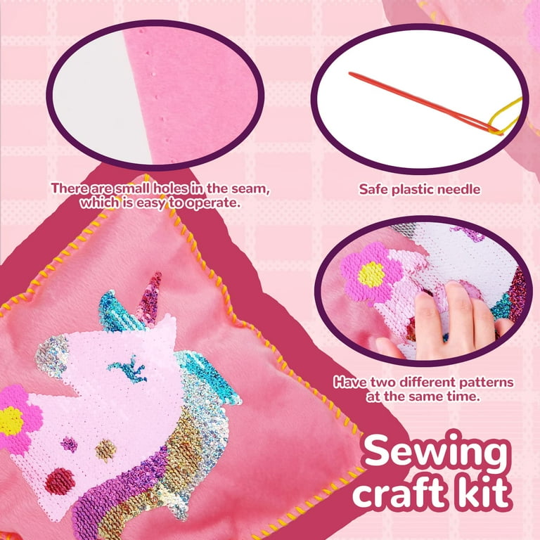 Pearoft 4 5 6 7 8 Year Old Girls Gifts Craft Kits for Kids Sewing KTS for Children Kids Unicorn Gifts for Girls Arts and Crafts for Kids 9 Year Old