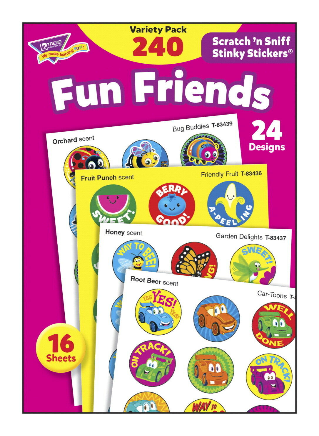 Trend Enterprises Fun Friends Scratch N Sniff Stinky Stickers, 4 Scents