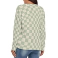 thumbnail image 4 of Sage Green Checkered Pattern Background V-neck Sweater Winter Clothes Long Sleeve Knitwear Sweater Women's Pullover, 4 of 5