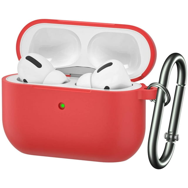 Funda for Airpods Pro, funda protector de silicona uprzejma que absorbować los golpes con llavero para Apple Airpods Pro, rojo brillar Electrónica