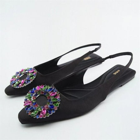 

ZARF Fashion Transparent PVC Pumps Elegant Round Rhinestone Sandals Woman Sexy Party Pumps Stiletto Pointed Toe Slingback Heels