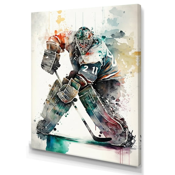 Designart Hockey Goalie On Ice During Play II Canvas Wall Art