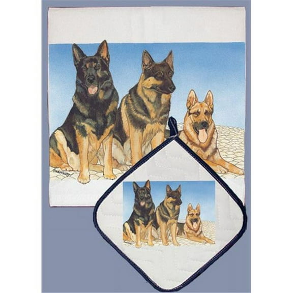 Pipsqueak Productions DP869 German Shepherd Dish Towel And Pot Holder Set