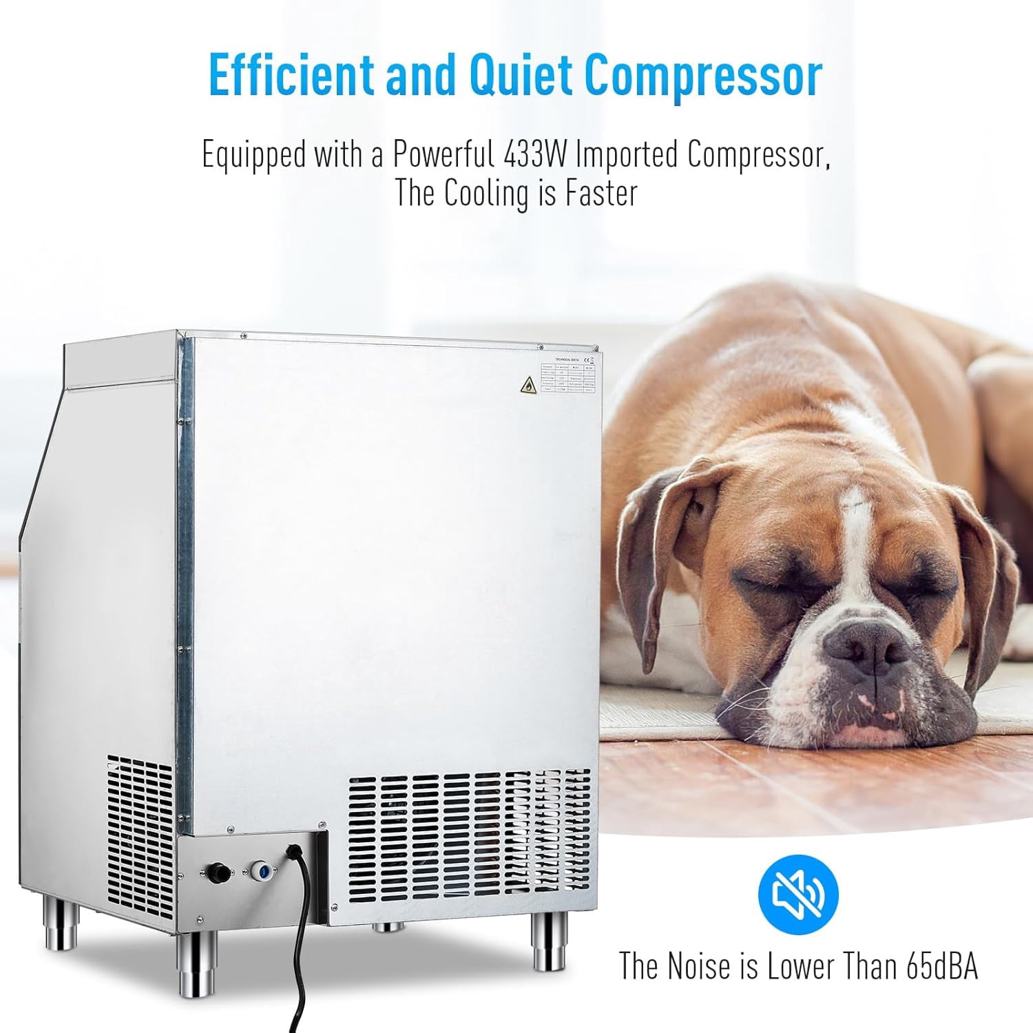 IdealHouse Commercial Ice Maker Machine 160LBS/24H, Freestanding Stainless Steel Ice Maker with 100 Lbs Capacity, Industrial Ice Machine, Ice Ready in 5-15 min, Under Counter Ice Maker