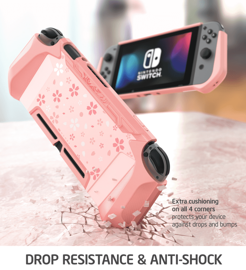Mumba Dockable Case Compatible for Nintendo Switch, Blade Series TPU Grip  Protective Cover Case with Ergonomic Design and Comfort Grip (Pink) 