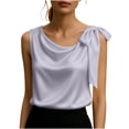thumbnail image 1 of Tops Casuales sin Mangas para las Mujeres Elegante Satén Encaje Blusa, Tanque de Verano de Color Sólido para el Uso Diario, 1 of 7