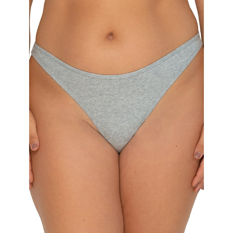 Smart & Sexy Women's Comfort Cotton Rib High Leg Thong, 2-Pack