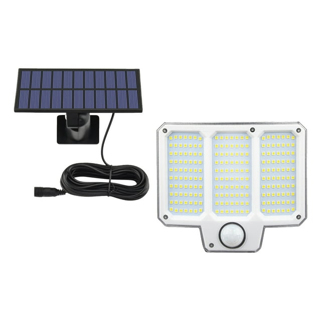 Luz Solar Para Exteriores, 6000-6500K Color Frío 3 Modos De Trabajo Control Remoto 210LED 300LM Lámpara Con Sensor De Movimiento Para Piscina Garaje