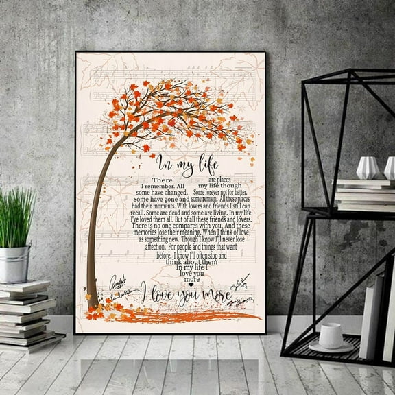 YaHaku In My Life The Beatles Lyrics Poster, The Beatles In My Life , Rubber Soul Music Album Wall Art, Love The Beatles Song Home Decor