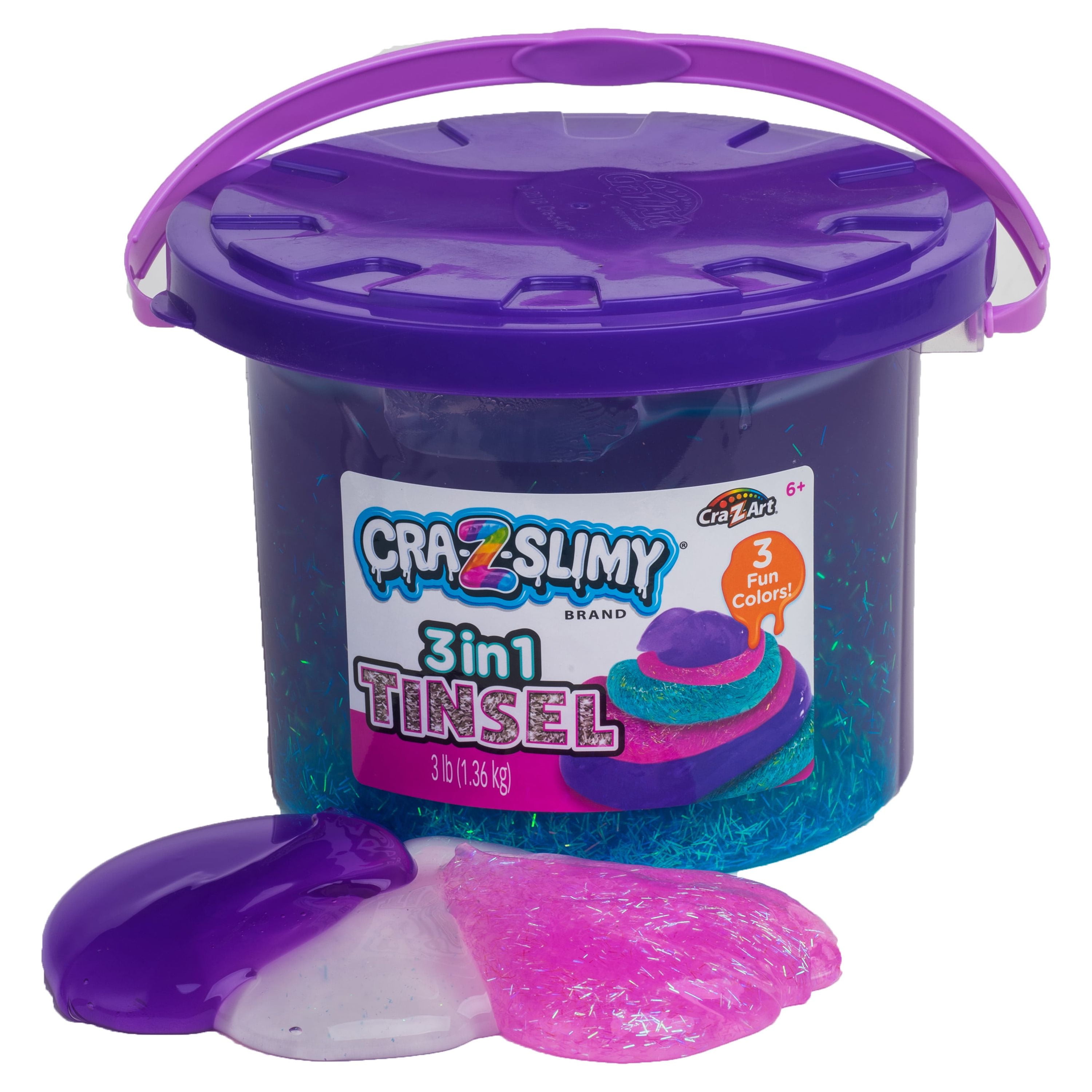 Cra-Z-Art Cra-Z-Slimy 3 in 1 Tinsel Slime 3lbs Bucket, Multicolor Slime, Ages 6 and up