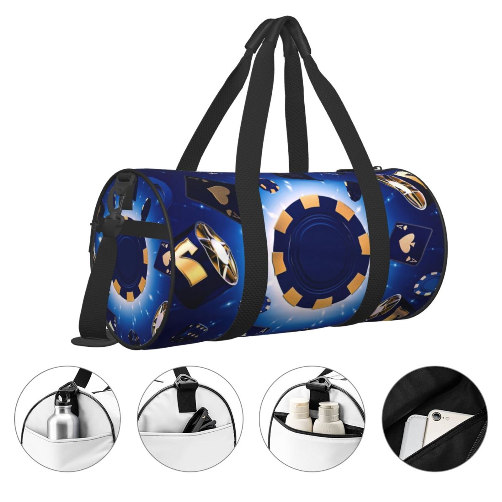 Vsdgher Blue Casino 45L Foldable Duffel Bag, Sports Gym Bag,Overnight Bag, Portable Weekender Bag for Airplanes