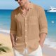thumbnail image 1 of pstuiky camisa de manga larga para hombre, Camisa tipo cárdigan de manga larga con botones y bolsillos informales de color liso para hombre Tops casuales para hombres s, 1 of 7