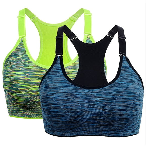 AWZXDE High-Performance Sport Bras for Women Seamless Workout Tank Top Fitness Vest 2 Pack for Yoga Running Gym Training 2PCS E,XL