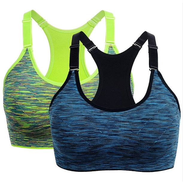 Pack de 2 sujetadores deportivos de alto impacto para mujer - Camiseta sin costuras para yoga y running con tirantes ajustables (tallas S-XL)