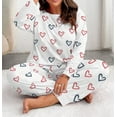 thumbnail image 5 of Women's Long Sleeve Long Pants Pajama Set - Outdoor Wear Suitable Loungewear - White Size XXL, 5 of 6