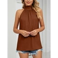 thumbnail image 6 of Gustave Womens Sleeveless Tie Halter Tops Summer High Neck Tank Tops Casual Elegant Vest Shirts Blouses "Caramel, L", 6 of 6