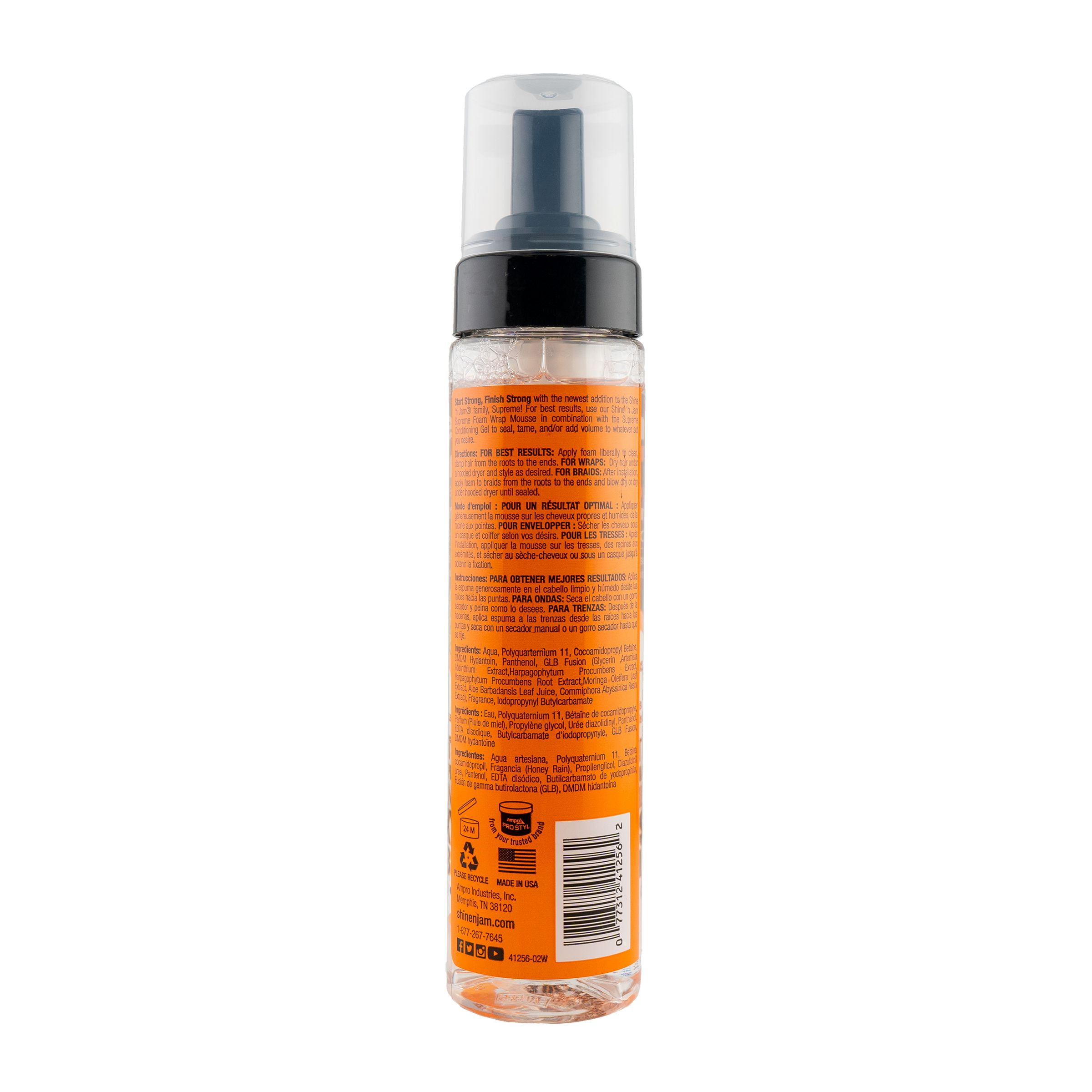 Ampro, Shine 'n Jam Foam Wrap Mousse Supreme Hold, All Hair