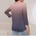 thumbnail image 4 of Women's Golf Polo Shirt 3/4 Length Sleeve Gradient Print Fall Quarter Zip Pullover Workout Polo Tops Fitted Blouses Business Casual, 4 of 6