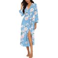 thumbnail image 1 of Peignoir pour Femmes Léger à Manches 3/4, Robe de Chambre Kimono à Col en V, Longue Tenue de Nuit, 1 of 5