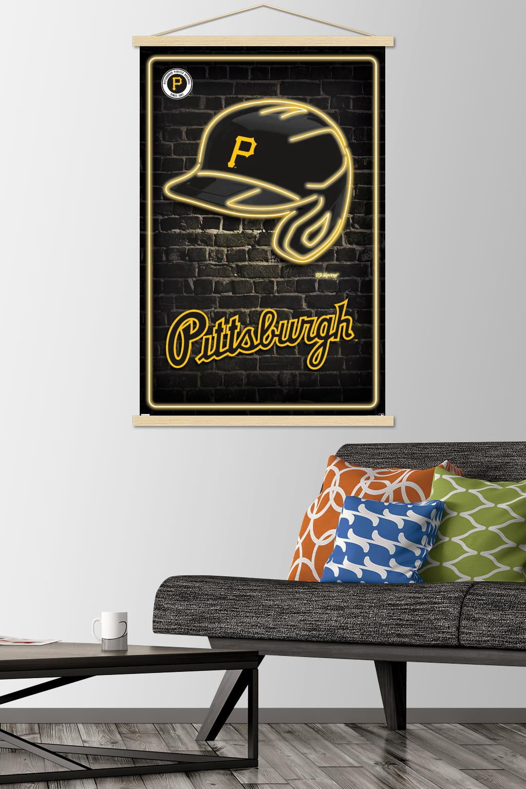 MLB Pittsburgh Pirates - Neon Helmet 23 Wall Poster with Magnetic Frame, 22.375" x 34"