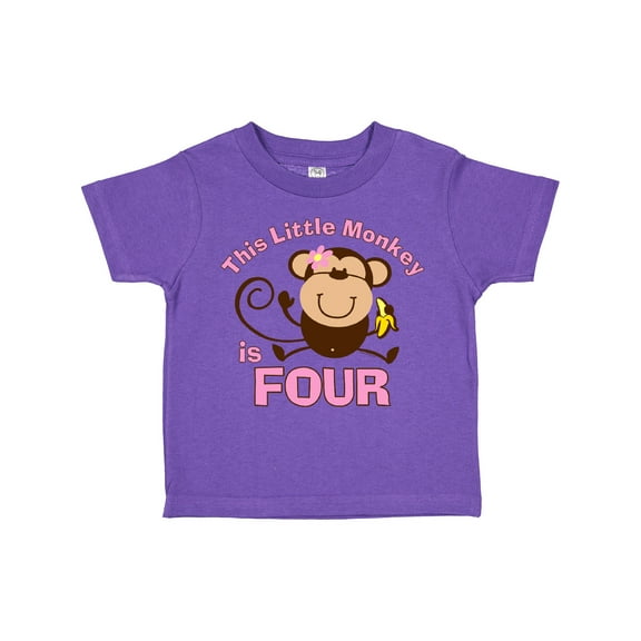 Inktastic Little Monkey Girl 4th Birthday Girls Toddler T-Shirt