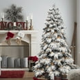 thumbnail image 3 of imerelez Artificial 8ft Flock LED-lit Christmas Tree with 1242PE/PVC Mixed Branch Tips,Hinged Premium & Foldable Base for Indoor Holiday Decorating, 3 of 7