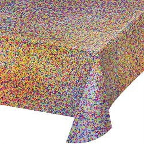 (1 pack) Way To Celebrate Rectangular Multicolor Prismatic Dots Foil Table Cover, 54" x 84"