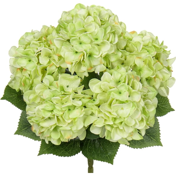 Green Hydrangea Artificial Flowers Large Artificial Hydrangeas Silk Flowers for Home Decor Indoor Wedding Flowers Bouquets Faux Flowers Kitchen Centerpiece Table Decorations