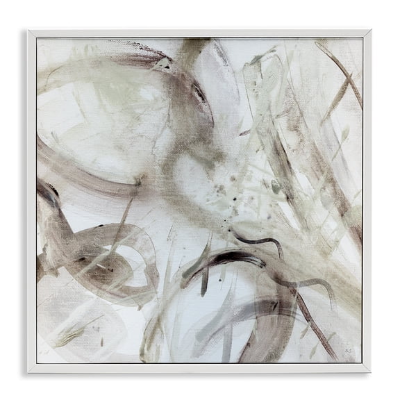 Stupell Industries Contemporary Contemporary Beige Abstract Composition White Framed Giclee Art, 24 x 24, by Susan Jill