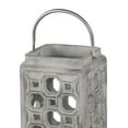 thumbnail image 2 of Benzara BM203790 Cement Lantern with Cut Outs & Metal Handle, Gray & Silver - Large, 2 of 3