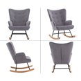 thumbnail image 4 of Guyou Modern Rocking Chair, Glider Nursery Chair with Tufted Wingback, Velvet Upholstered Accent Armchair for Living Room Bedroom Nursery, Grey, 4 of 10