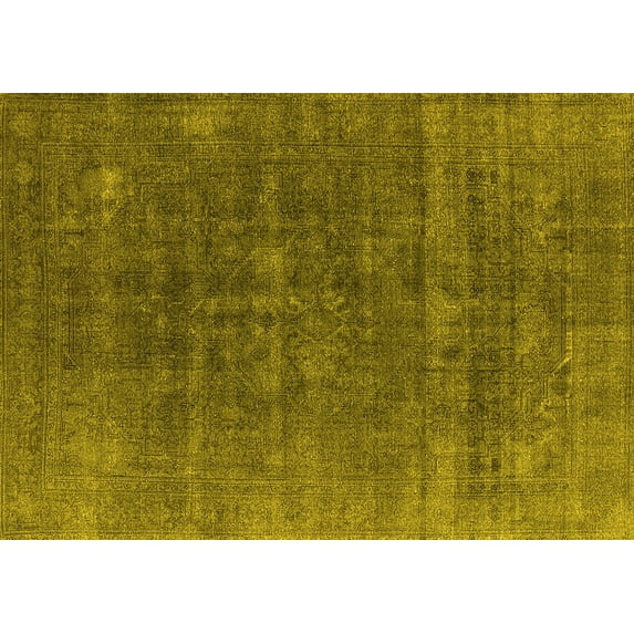 Ahgly Company Machine Washable Indoor Rectangle Oriental Yellow Industrial Area Rugs, 2' x 5'