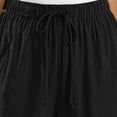 thumbnail image 6 of Oiangi Women's Wide Leg Capri Pants Elastic Waist Drawstring Ruched Capris Casual Button Pockets Crop Trousers for Vacation Travel Black L, 6 of 8