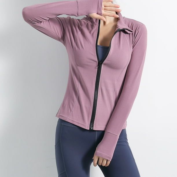 Chaquetas deportivas para mujer, sudadera con cremallera completa y cuello alto, agujeros para el pu Abanopi Mujeres chaquetas deportivas
