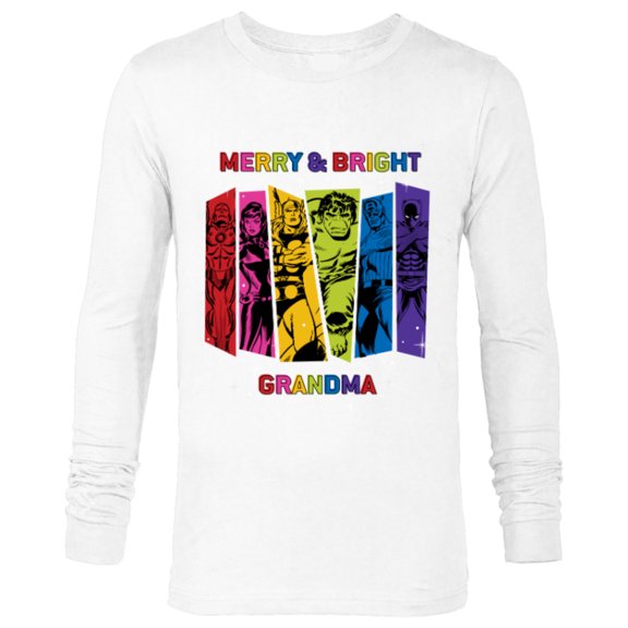 Marvel Avengers Christmas Family Trip Merry & Bright Grandma - Long Sleeve T-Shirt for Men - Customized-White