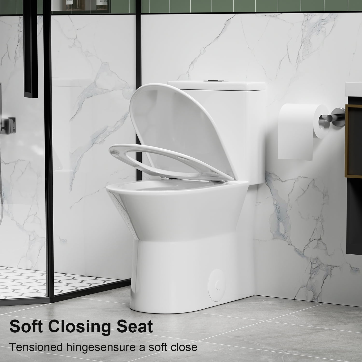 One Piece Toilet,1.1/1.6 GPF Modern Toilet with Comfort Chair Seat,Powerful & Quiet Dual Flush Rimless Bowl,White