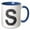 Blue/White, variant on 3drose, Monogram Letter S Made Out of Many Ss, 11oz Magic Transforming Mug