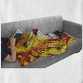 thumbnail image 6 of Fractal Soft Flannel Fleece Throw Blanket, Abstract Style Lion Portrait with Doodle Style Circle Wildlife Leader Image, Cozy Plush for Indoor and Outdoor Use, 70" x 90", Red Yellow, by Ambesonne, 6 of 6
