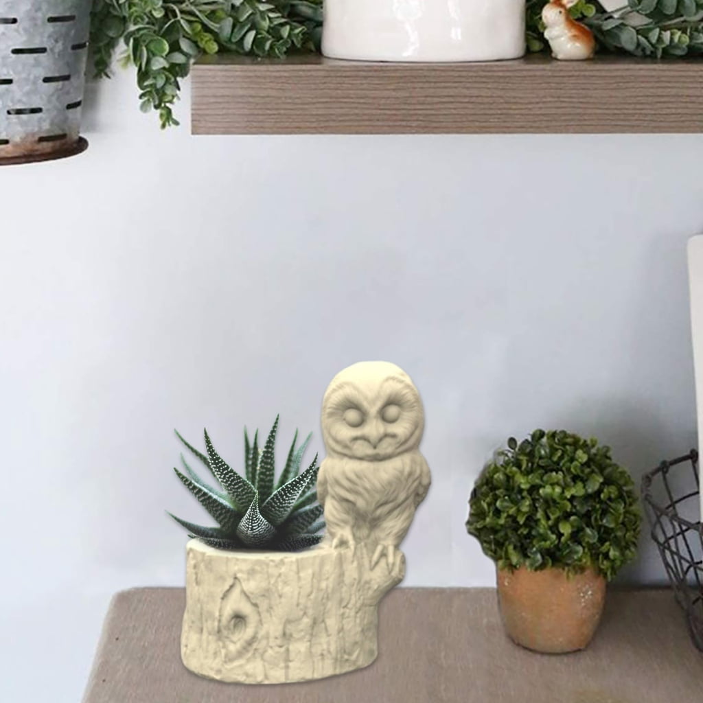 Aurgiarme Creative Owl Silicone Mould Succulents Pots Moulds Concrete Planter Molds Resin Crafting Molds for Hand-Making Lover
