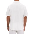 thumbnail image 3 of INSPIRE CHIC Men's Texture Short Sleeve Button Down Solid Casual Knitted Shirt M White, 3 of 6