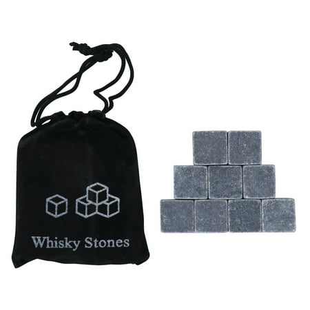 

Whiskey Stones Gift Set of 9 Unique Chilling with Velvet Pouch-Reusable