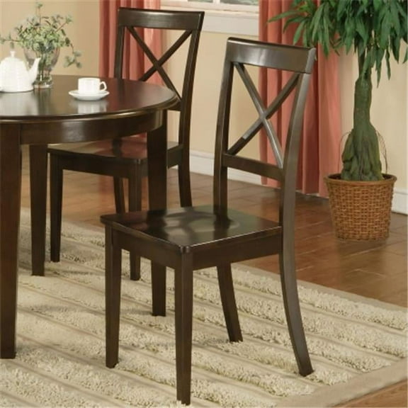 East West BC-CAP-W Boston X-Back Chair with Wood Seat- Cappuccino - Pack of 2