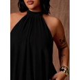 thumbnail image 6 of Womens Black Halter Neck Backless Tiered Mini Dress, Elegant Solid Party, 6 of 8