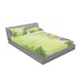 thumbnail image 3 of Ambesonne Landscape Fitted Sheet & Pillow Sham Set, Mushroom Flower Magic, Twin, Green Purple, 3 of 3