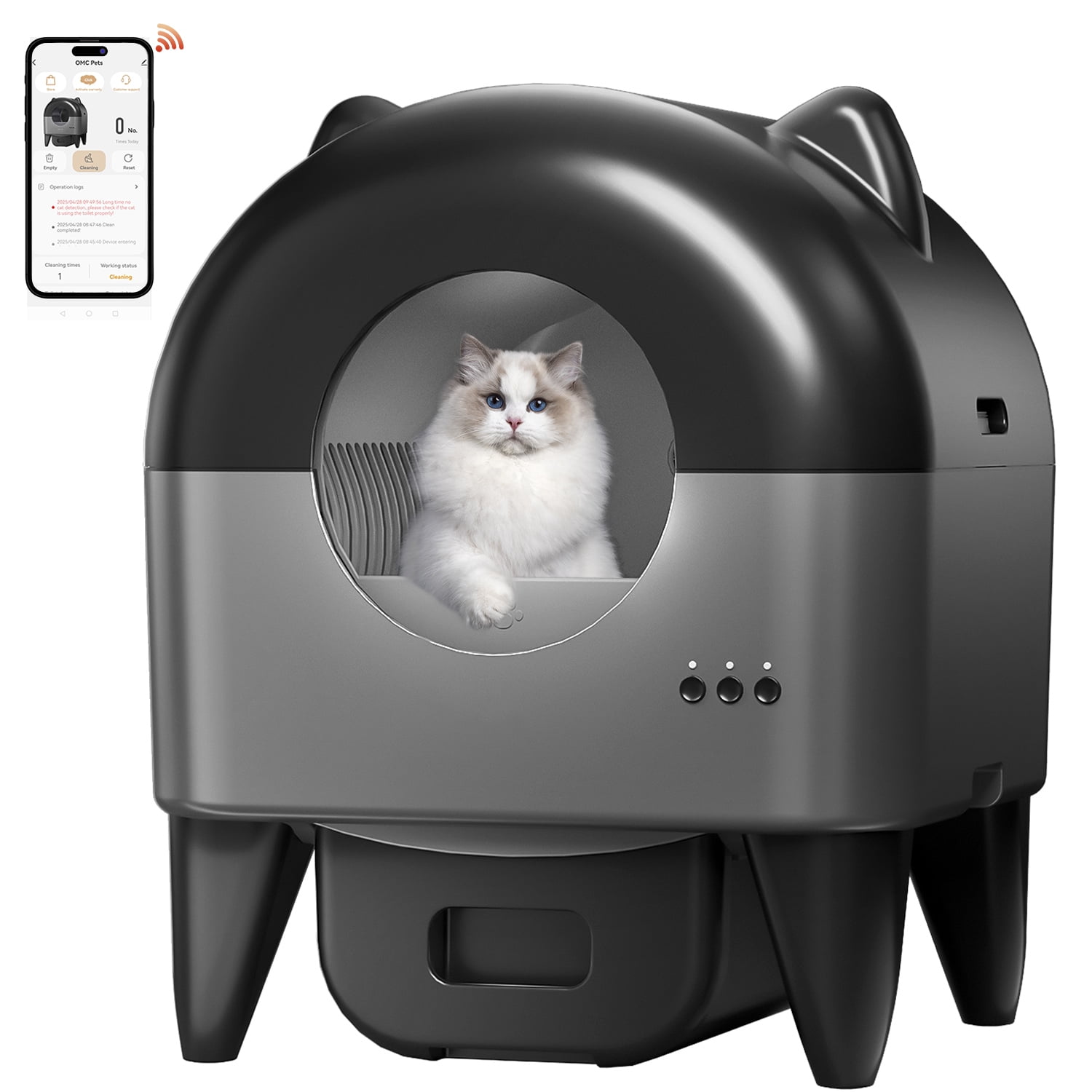 Self-Cleaning Cat Litter Box, 90L Automatic Litter Box– WiFi/App