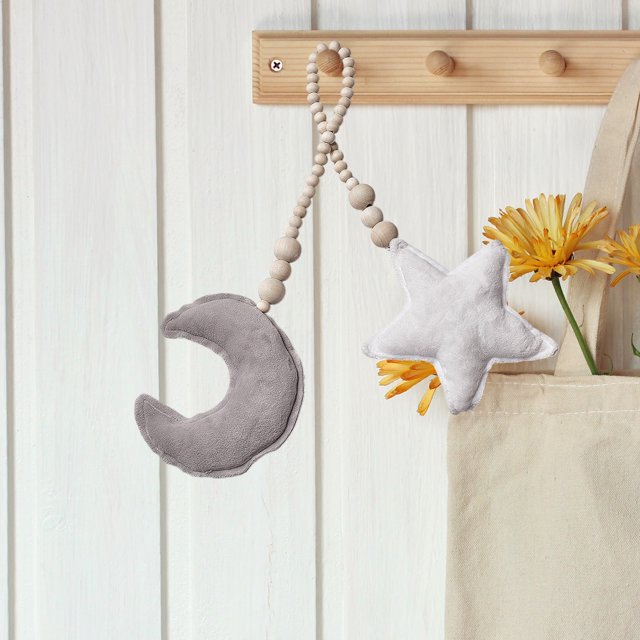 Fiudx Colgante de Estrella de Cinco Puntas, Diseño de Cuentas de Madera y Terciopelo de Cristal, Ligero y de Exquisita Artesanía, Versátil para Decoración Del Hogar, Ideal para Accesorios de Fotograf